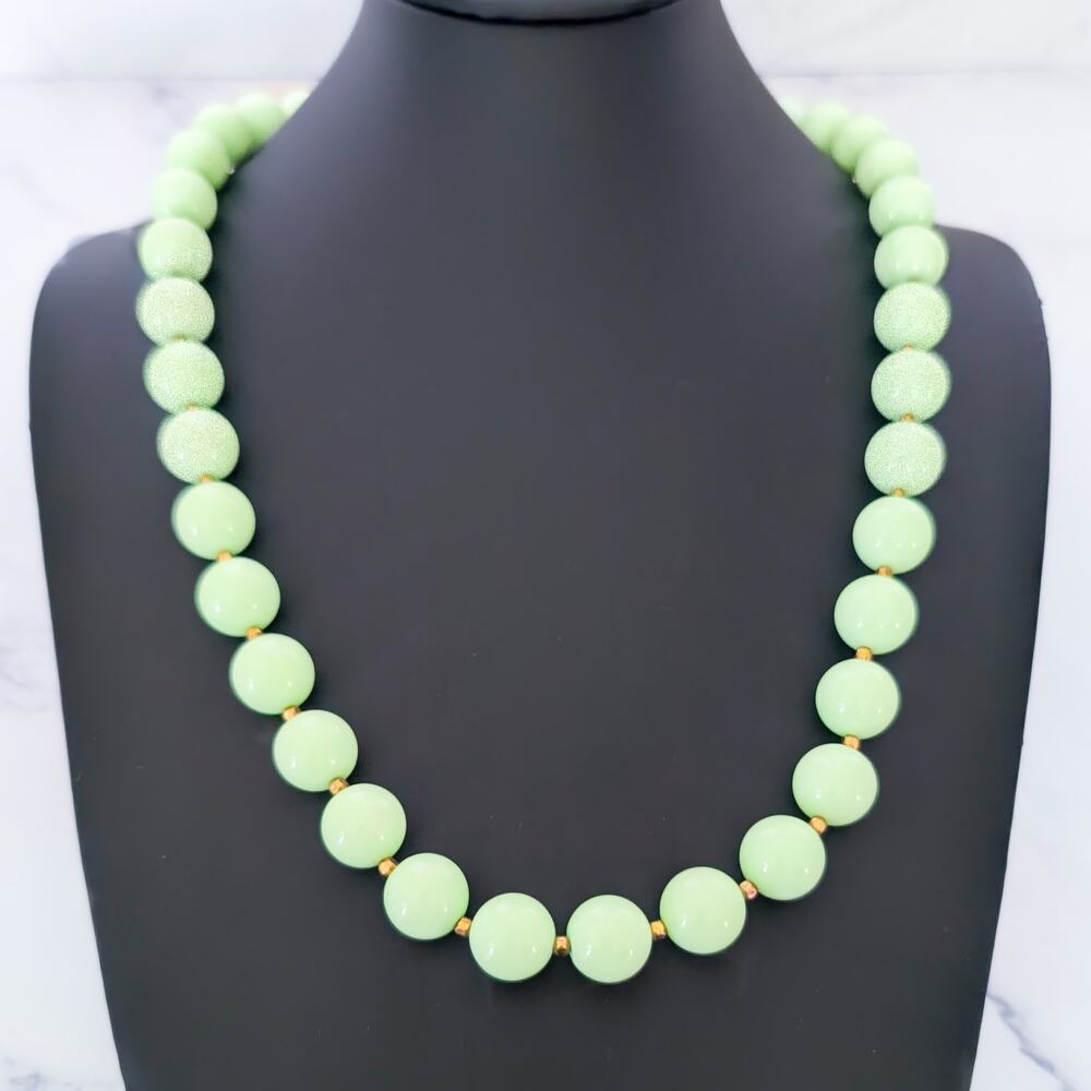 Vintage Crown Trifari Necklace Light Green/Mint Necklace Retro 24.75"